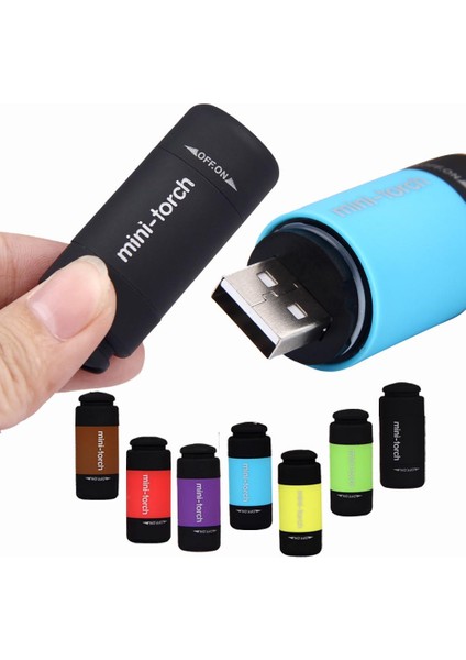 Yfashion Taşınabilir Ni El Feneri USB Şarj Edilebilir Güçlü Işık Su Geçirmez Küçük El Feneri (Yurt Dışından)