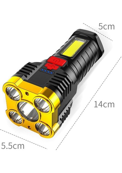 LED El Fenerleri Güçlü Işık Şarj Edilebilir Süper Parlak Edc Güçleri Torch Ömrü Su Geçirmez 1200 Mah Dış Mekan Çalışma Işığı (Yurt Dışından)