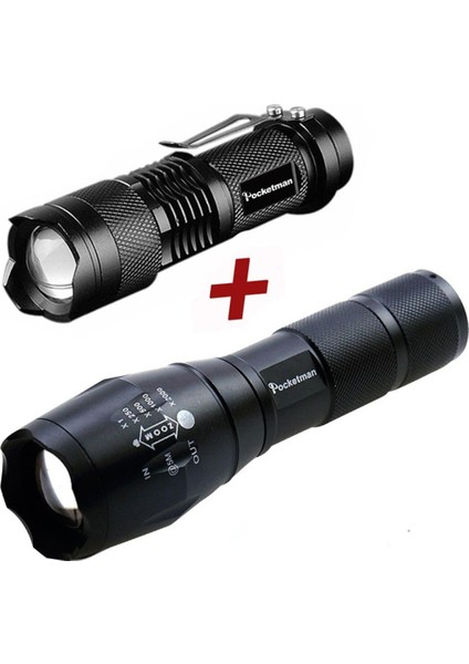 Drop Shipper Promosyon Seti! LED El Feneri T6 Taktik Flaş Işığı + Q5 Mini Torch Lanterna Zumlanabilir Su Geçirmez El Feneri Bisiklet (Yurt Dışından)
