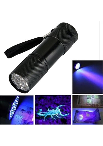 Mini Alüminyum Uv Ultra Vıolet 9 LED El Işığı Siyah Işık Torch Işık Lambası (Yurt Dışından)