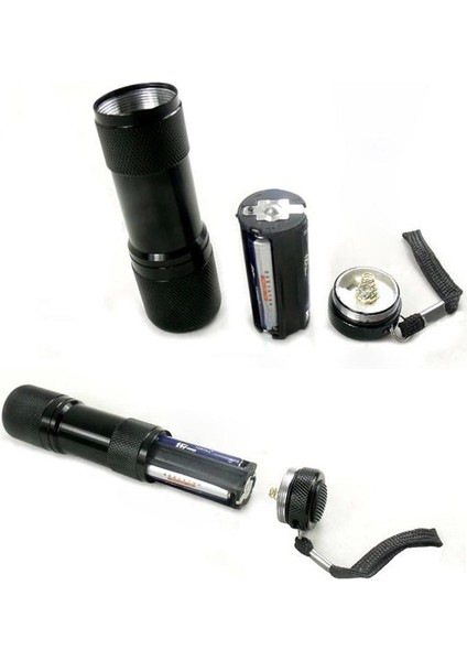 Mini Alüminyum Uv Ultra Vıolet 9 LED El Işığı Siyah Işık Torch Işık Lambası (Yurt Dışından)