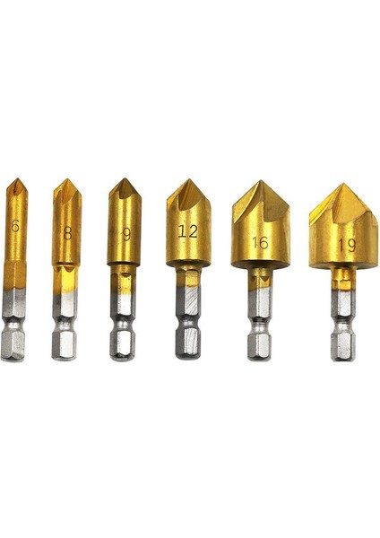 Adet Havşa Matkap Ucu Seti 1/4 ''hex Shank Hss 5 Flüt Havşa 6MM-19MM Sevıch (Yurt Dışından)