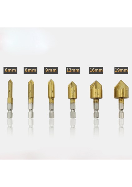 Adet Havşa Matkap Ucu Seti 1/4 ''hex Shank Hss 5 Flüt Havşa 6MM-19MM Sevıch (Yurt Dışından)