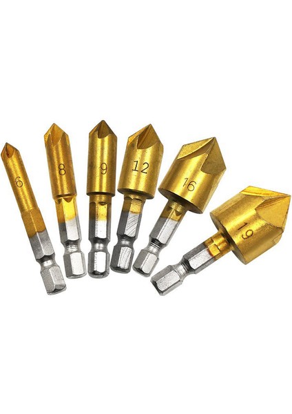 Adet Havşa Matkap Ucu Seti 1/4 ''hex Shank Hss 5 Flüt Havşa 6MM-19MM Sevıch (Yurt Dışından)