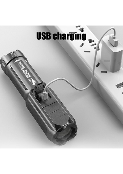 Dış Mekan Işığı 300 ml Uzun Menzilli Güçlü El Feneri USB Şarj Edilebilir Güçlü El Spot Işığı LED Projektör (Yurt Dışından)