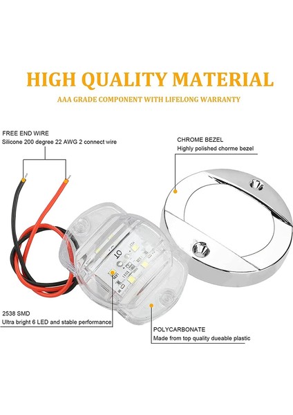 Adet Tekne Iç Aydınlatma, 12V LED Tekne Güvertesi Iç Aydınlatma 3 Inç Yuvarlak Beyaz 6 LED Kıç Kıç Ayna Çapa Işığı (Yurt Dışından) modelleri