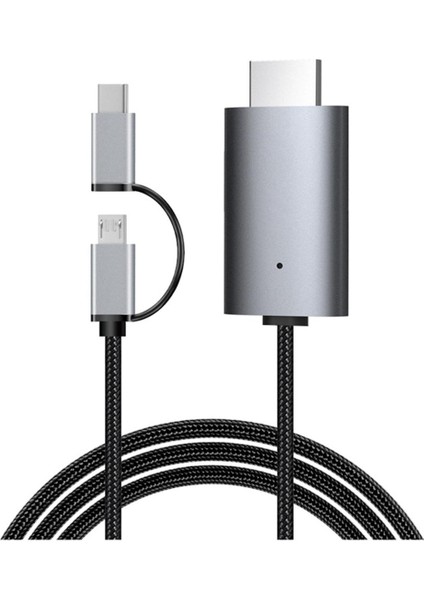 Mikro USB Tip C - HDMI Uyumlu Kablo Av Adaptör Kablosu 1080P (Yurt Dışından)
