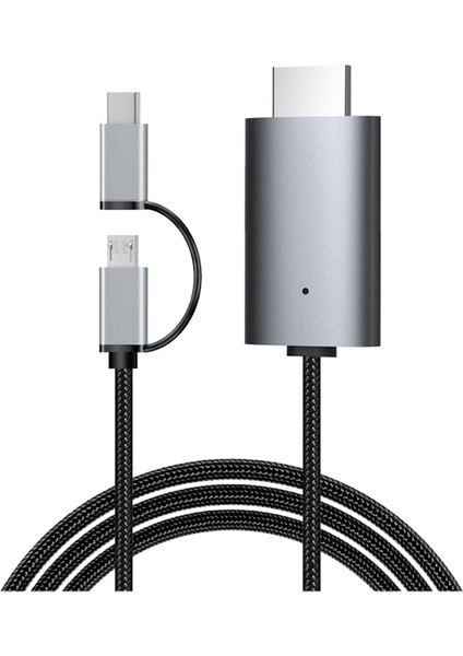 Mikro USB Tip C - HDMI Uyumlu Kablo Av Adaptör Kablosu 1080P (Yurt Dışından)