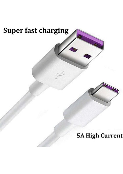 Huawei Süper Hızlı Şarj Için Type-C Veri Kablosu 5A Veri Kablosu Type-C Şarj Beyaz 1 M (Yurt Dışından) indirimleri