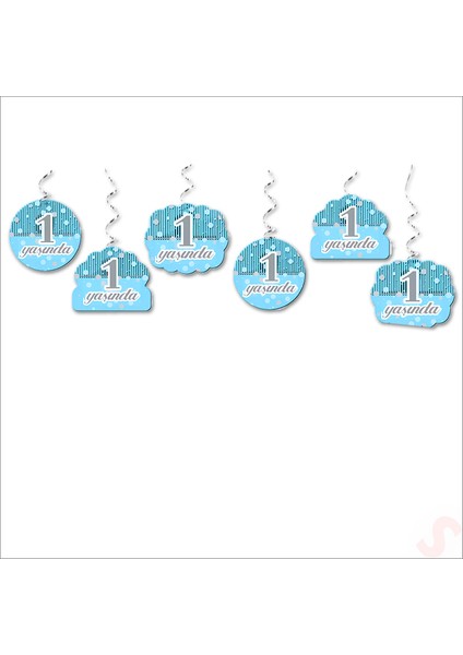 1 Yaşında 6'lı Tavan Süsü, 70 cm - Mavi