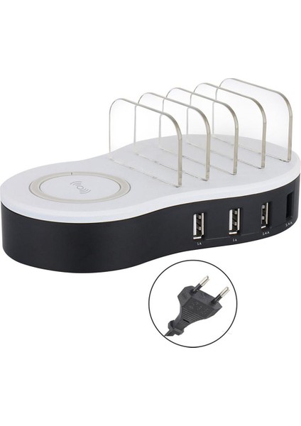 Akıllı Dört Bağlantı Noktalı USB + Kablosuz Şarj Istasyonu (Yurt Dışından)