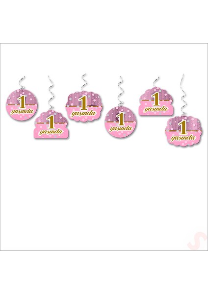 1 Yaşında 6'lı Tavan Süsü, 70 cm - Pembe