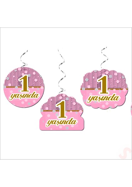 1 Yaşında 6'lı Tavan Süsü, 70 cm - Pembe modelleri