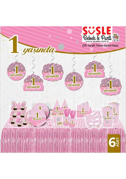 1 Yaşında 6'lı Tavan Süsü, 70 cm - Pembe fırsatları