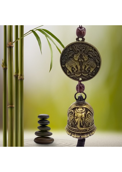 Çin Feng Shui Şans ve Bereket Metal Para Çan 40 cm