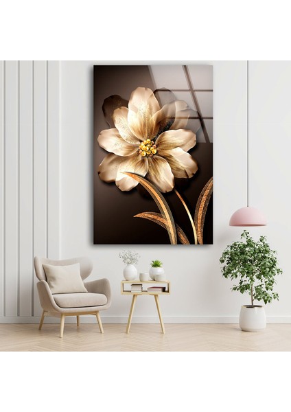 Altın Çiçek Temperli Cam Duvar Tablosu fiyatları