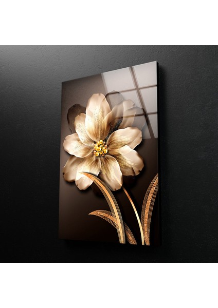 Altın Çiçek Temperli Cam Duvar Tablosu modelleri