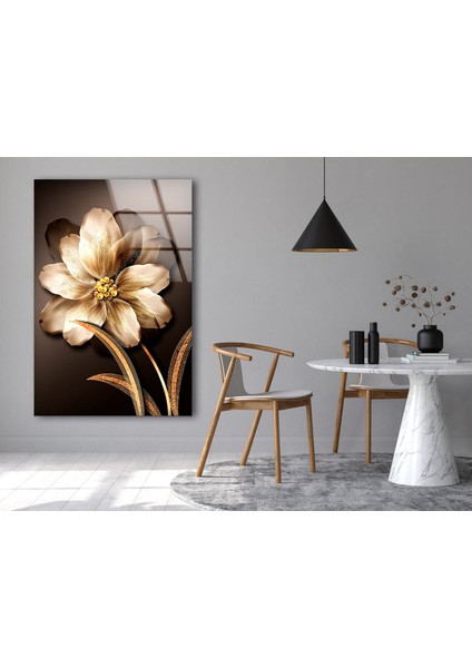 Altın Çiçek Temperli Cam Duvar Tablosu fırsatları