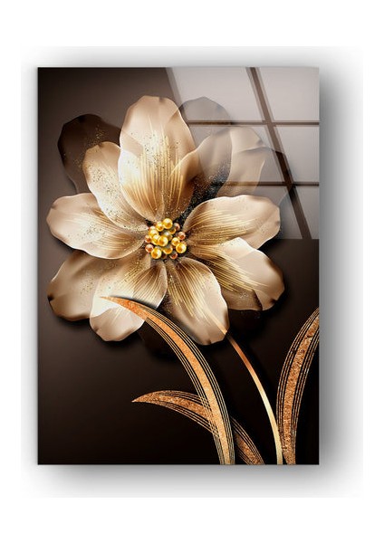 Altın Çiçek Temperli Cam Duvar Tablosu indirimleri