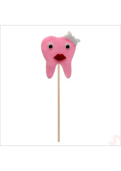 Diş Figürlü Keçe Çubuk Süs, 27CM x 6,5cm - Pembe, 10 Adet