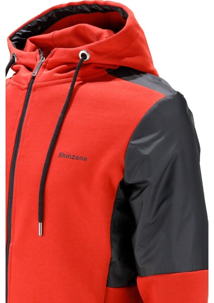 Erkek Standart Fit Fermuarlı Kapüşonlu Turuncu Sweatshirt fırsatları