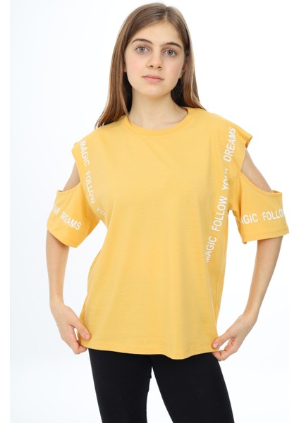 Angelos Girls Kız Çocuk Omuzları Açık T-Shirt 9-14 Yaş PX017