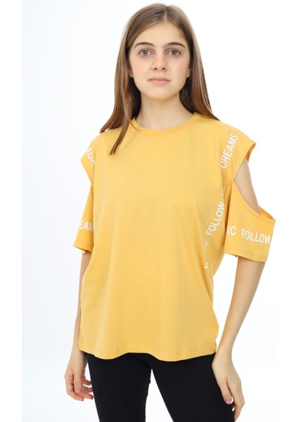 Angelos Girls Kız Çocuk Omuzları Açık T-Shirt 9-14 Yaş PX017