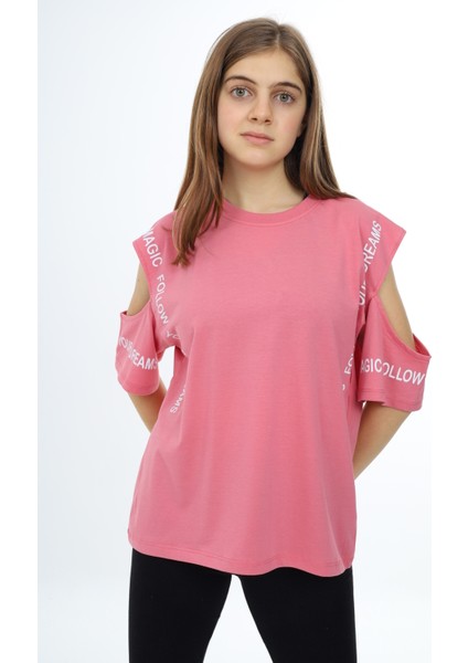 Angelos Girls Kız Çocuk Omuzları Açık T-Shirt 9-14 Yaş PX017