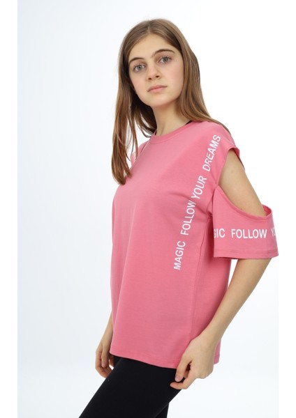 Angelos Girls Kız Çocuk Omuzları Açık T-Shirt 9-14 Yaş PX017