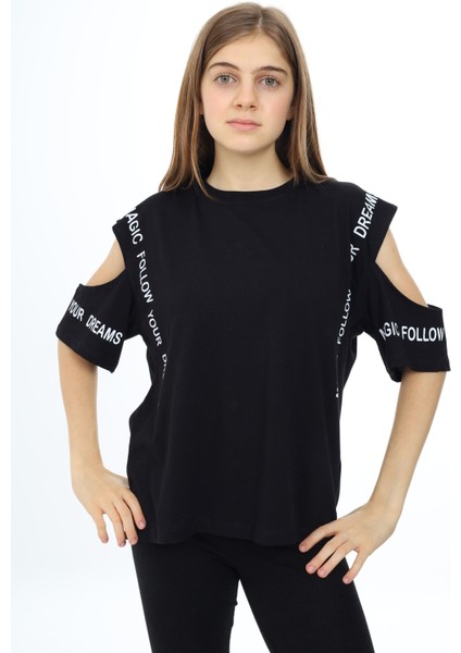 Angelos Girls Kız Çocuk Omuzları Açık T-Shirt 9-14 Yaş PX017