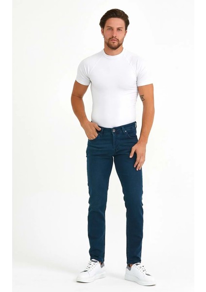 Digital Jeans Örme Hamur Kumaş Dar Kesim Slim Fit Erkek Açık Yeşil Kot Pantolon