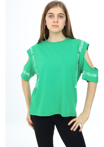 Angelos Girls Kız Çocuk Omuzları Açık T-Shirt 9-14 Yaş PX017