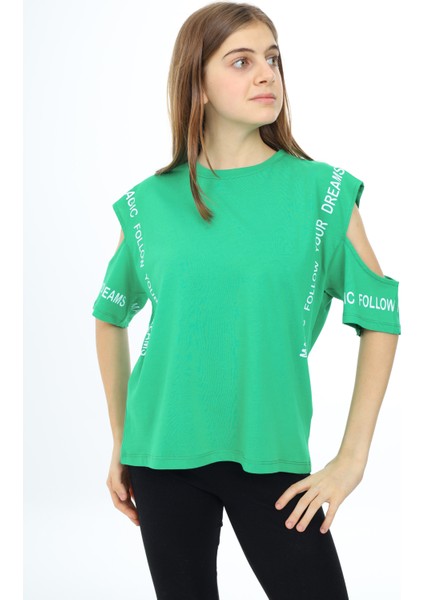 Angelos Girls Kız Çocuk Omuzları Açık T-Shirt 9-14 Yaş PX017