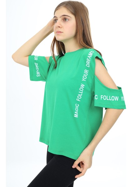 Angelos Girls Kız Çocuk Omuzları Açık T-Shirt 9-14 Yaş PX017