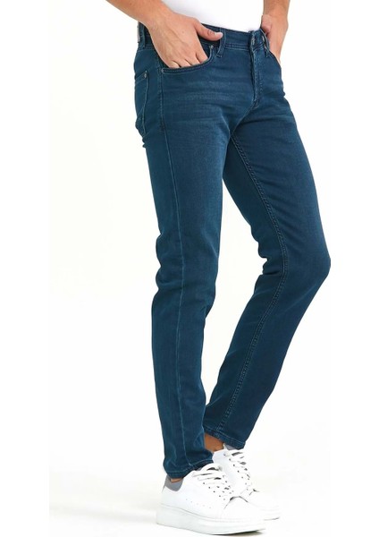 Digital Jeans Örme Hamur Kumaş Dar Kesim Slim Fit Erkek Açık Yeşil Kot Pantolon