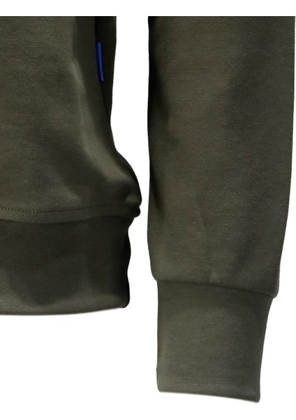 Erkek Standart Fit Bisiklet Yaka Baskılı Pamuklu Haki Sweatshirt