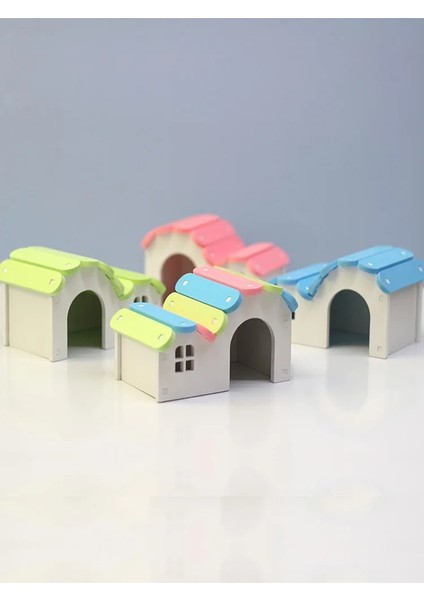 Renk Stili 14X9.5X8CM Küçük Evcil Hayvan Evi Küçük Hayvan Uyku Yuvası Hamster Gine Domuzu Gizli Gökkuşağı Evi Ahşap Plastik Montaj Altın Ayı Malzemeleri (Yurt Dışından) fırsatları
