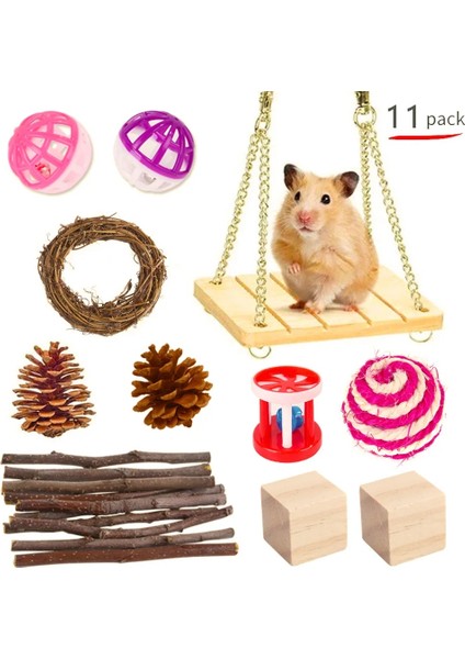 11 Adet Set Stili Hamster Oyuncak Setleri Tavşan Kobay Gelincik Oyun Molar Ürün Seti Boru Ahşap Set Oyuncak Hamster Lla Için Kuş Küçük Evcil Hayvanlar Oyuncaklar (Yurt Dışından)