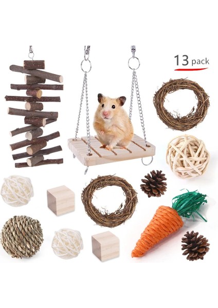 12'li Paket Stili Hamster Tavşan Çiğneme Oyuncak Seti Bite Eziyet Diş Oyuncakları Mısır Havuç Dokuma Topları Diş Temizleme Molar Evcil Hayvan Malzemeleri (Yurt Dışından)