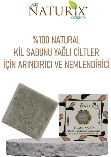 Natural Kil Sabun Yağlı Ciltler Için Arındırıcı Nemlendirici Siyah Nokta Karşıtı Doğal Clay