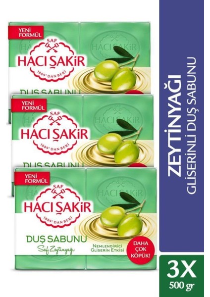 Zeytinyağı Gliserinli Saf Zeytinyağı Duş Sabunu 4X125 gr x 3 Adet