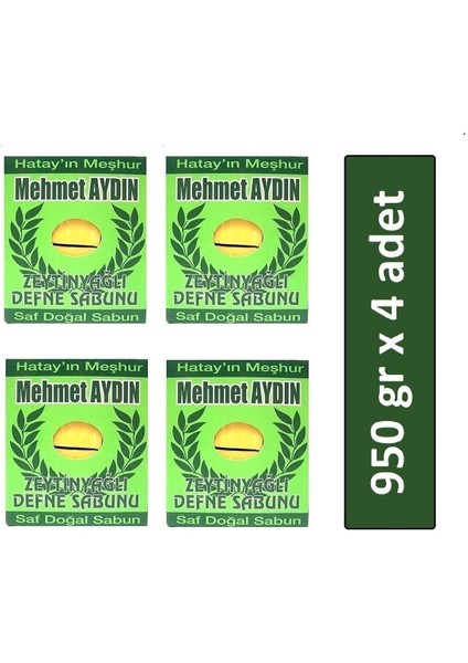 Mehmet Aydın Zeytinyağlı Defne Sabunu 950 gr x 4 Adet