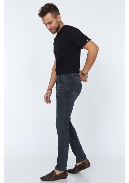 Digital Jeans Dar Kesim Slim Fit Erkek Açık Antrasit Kot Pantolon