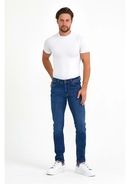 Digital Jeans Dar Kesim Slim Fit Erkek Koyu Mavi Kot Pantolon