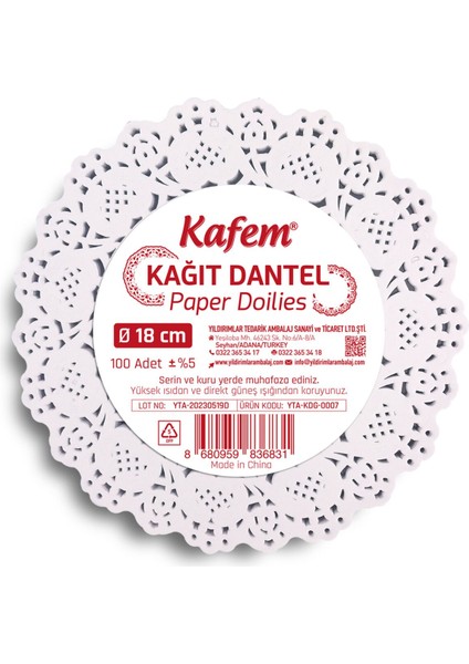 Dantel Kağıt 18 cm 100 Lü x 24 Paket