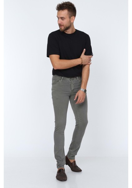 Digital Jeans Dar Kesim Erkek Likralı Koyu Gri Kot Pantolon