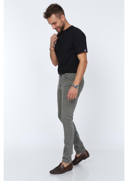 Digital Jeans Dar Kesim Erkek Likralı Koyu Gri Kot Pantolon