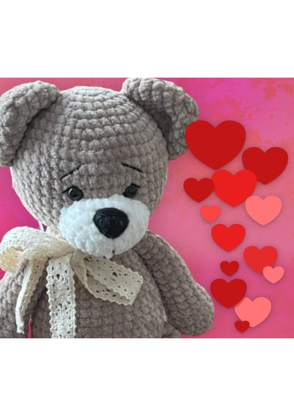 El Örgüsü Amigurumi Oyuncak Sevimli Ayıcık 35 cm