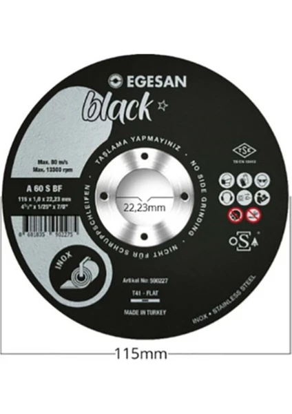 EGESAN 115*1*22,23 INOX PASLANMAZ KESİCİ TAŞ