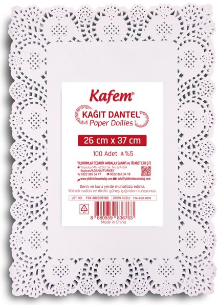 Dantel Kağıt 26 x 37 cm 100 Lü x 24 Paket